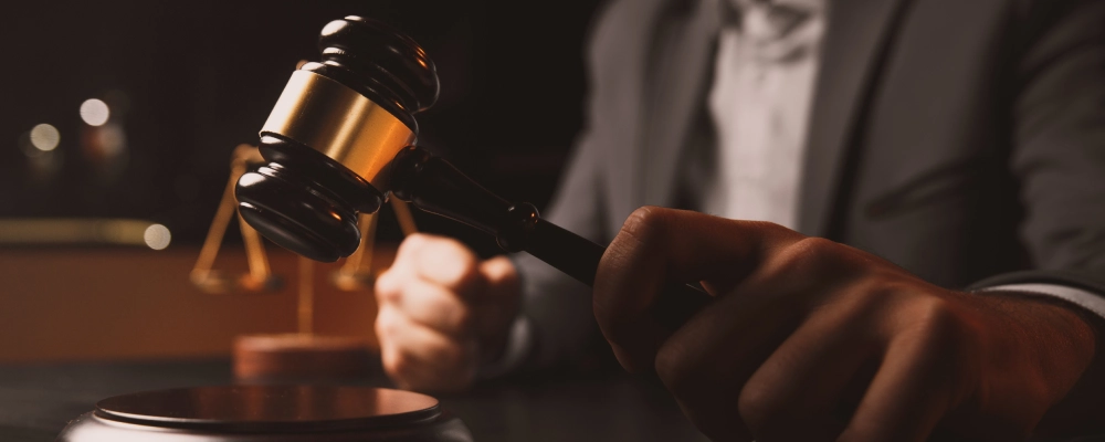 A Dallas Humanitarian Relief Lawyer with a hammer and gavel.
